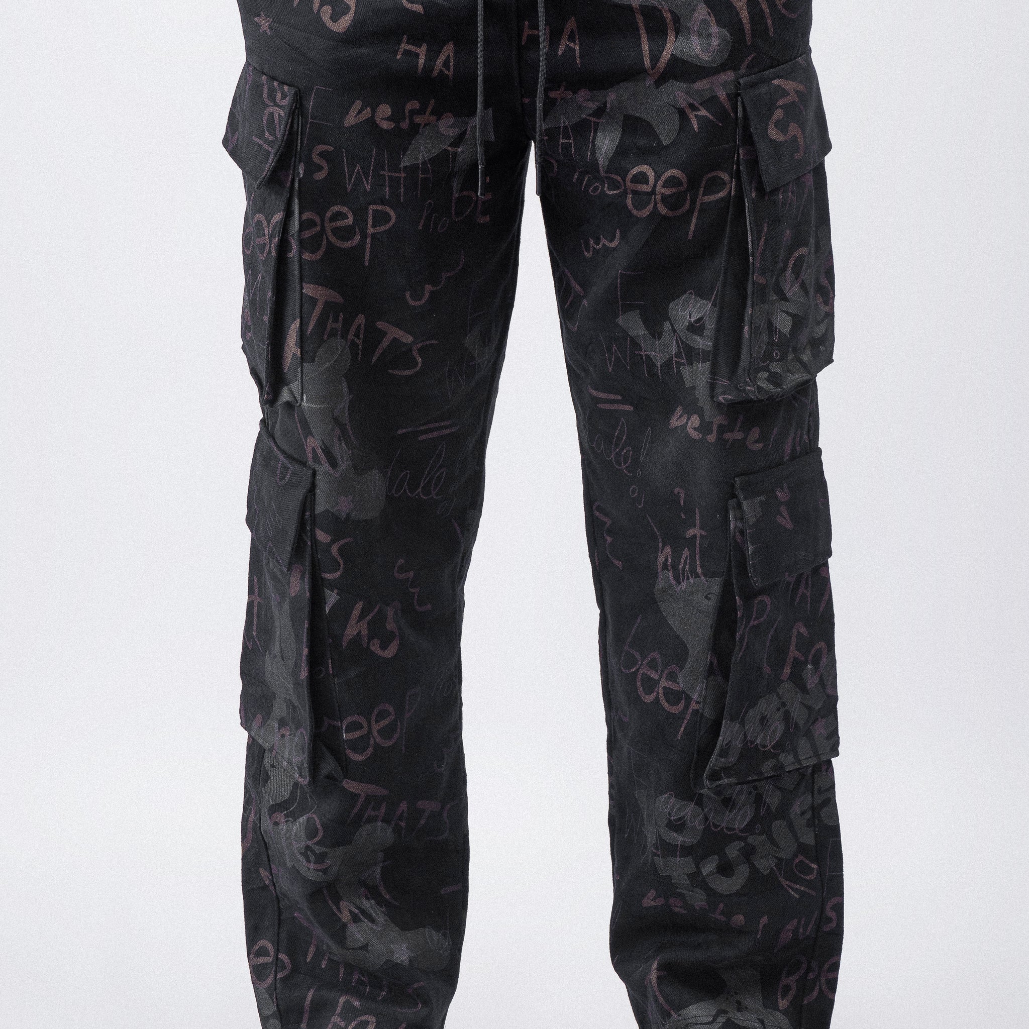 Black Signature Printed Cargo Pant