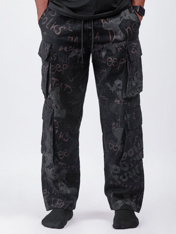 Black Signature Printed Cargo Pant