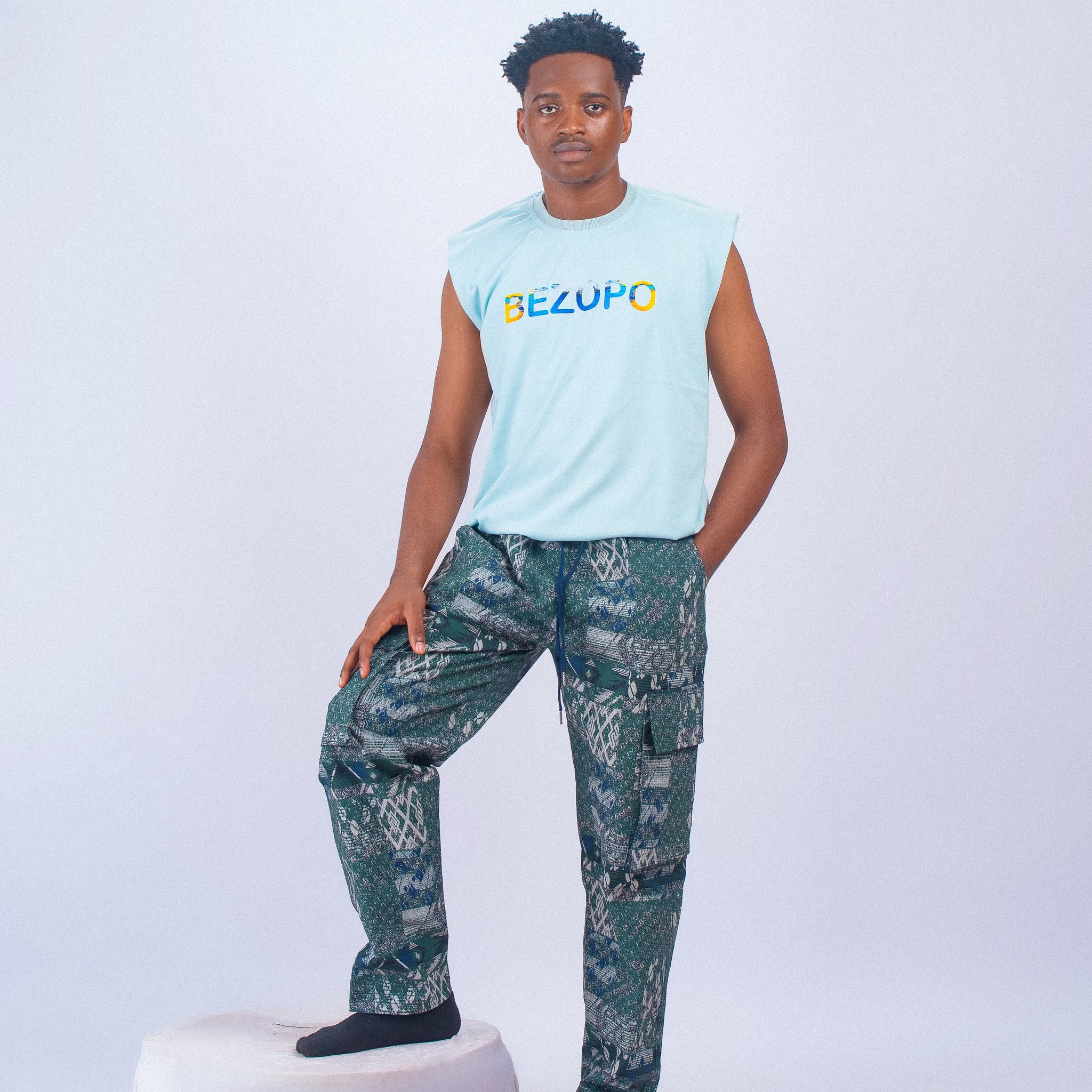 Bezopo Skyline Muscle Tee - Mint Green