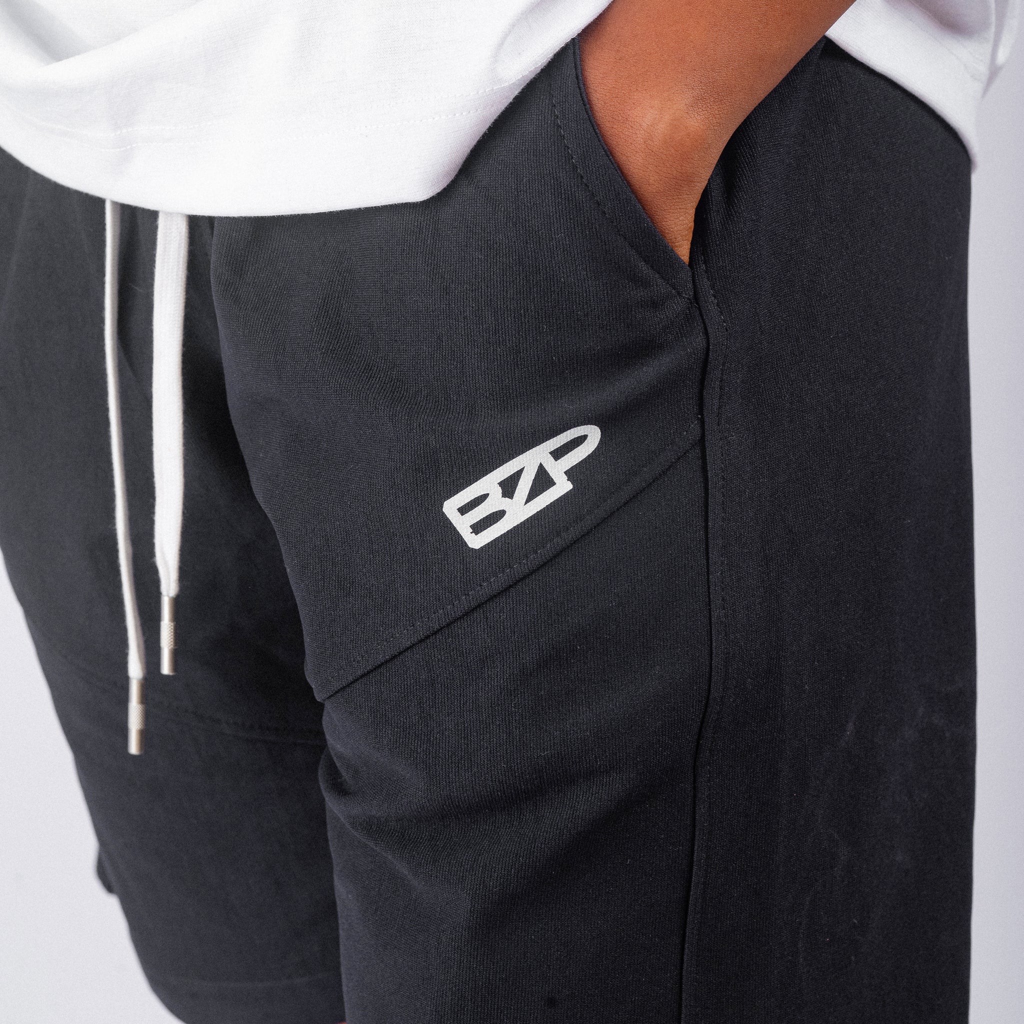 Black Slant-cut Bezopo Shorts