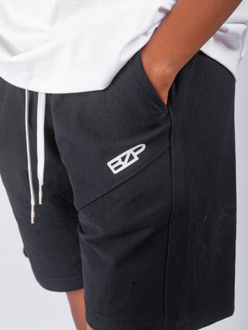 Black Slant-cut Bezopo Shorts